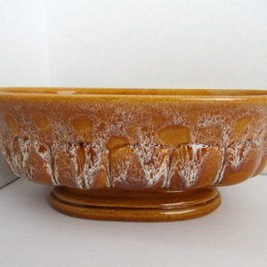 Vtg Drip Edge Pedestal Fruit/Nut/Serving Bowl Glazed Ceramic 9-3/4" Collectible